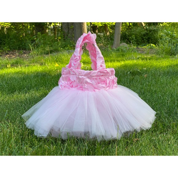 Pink Flower Girl Bag, Ballet Tutu Tote,Ballerina Bag, Princess Tote, Pink Bridal - Picture 1 of 4